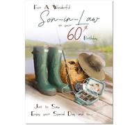 doodlecards Son-in-Law 60th Birthday Card Age 60 Fishing