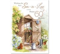doodlecards Son-in-Law 60th Birthday Card Age 60 Garden Shed