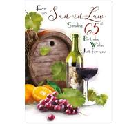 doodlecards Son-in-Law 65th Birthday Card Age 65 Wine Vineyard