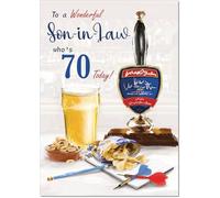 doodlecards Son-in-Law 70th Birthday Card Age 70 Draft Beer