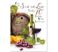doodlecards Son-in-Law 70th Birthday Card Age 70 Wine Vineyard