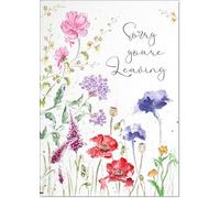 doodlecards Sorry You're Leaving Card Wildflowers Spring Flowers Large A4 Size with Plain Envelope