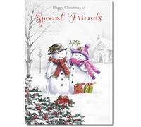 doodlecards Special Friends Christmas Card Two Snowmen Medium Size with Plain Red Envelope, 21 x 15cm