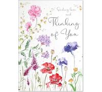 doodlecards Thinking Of You Card Wildflowers Spring Flowers Large A4 Size with Plain Envelope