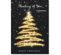 doodlecards Thinking Of You Christmas Card Black and Gold Abstract Tree Large A4 Size Christmas Card for Thinking Of You with Plain Envelope