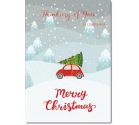 doodlecards Thinking Of You Christmas Card Christmas Tree on Car Medium Size Christmas Card for Thinking Of You with Plain Envelope