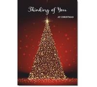 doodlecards Thinking Of You Christmas Card Red Christmas Tree Large A4 Size Christmas Card for Thinking Of You with Plain Envelope