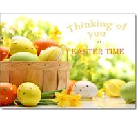 doodlecards Thinking Of You Easter Card Basket of Eggs Medium Size with Plain Envelope