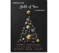 doodlecards To Both of You Black Abstract Christmas Tree Medium Size Christmas Card with Plain Envelope