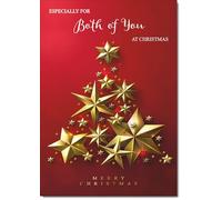 doodlecards To Both of You Christmas Card Gold Star Christmas Tree Medium Size Christmas Card for To Both of You with Plain Envelope