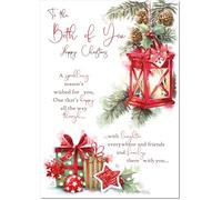 doodlecards To Both of You Christmas Card Lamp and Parcels Medium Size with Plain Red Envelope, 21 x 15cm