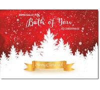 doodlecards To Both of You Christmas Card White Forest with Red Sky Large A4 Size Christmas Card for To Both of You with Plain Envelope