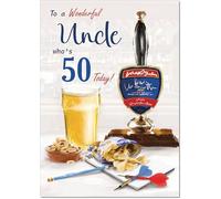doodlecards Uncle 50th Birthday Card Age 50 Draft Beer