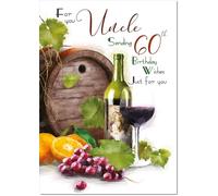 doodlecards Uncle 60th Birthday Card Age 60 Wine Vineyard