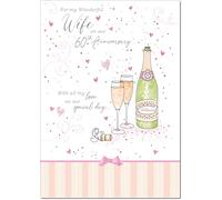 doodlecards Wife Diamond 60th Wedding Anniversary Card Champagne Medium Size with Plain Envelope