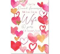 doodlecards Wife Diamond 60th Wedding Anniversary Card Love Hearts