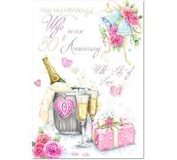 doodlecards Wife Pearl 30th Wedding Anniversary Card Champagne Bucket