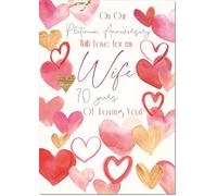 doodlecards Wife Platinum 70th Wedding Anniversary Card Love Hearts