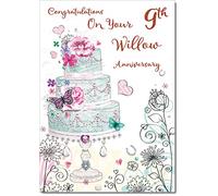 doodlecards Your Willow 9th Wedding Anniversary Card Wedding Cake