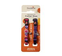 Doodlecat - Cat Collar Duo Set - Adjustable Breakaway Safety Collars with Bell, Soft Polyester Material, Lightweight and Machine Washable for Cats and Kittens - 2 Pack - Violet & Dunes