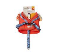 Doodlecat Cat Harness and Lead set, step in harness with lead included, metal D-ring, breathable and lightweight, reflective and adjustable cat harness. (Tangerine/Reef, L)