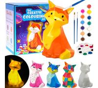DoodleDoo Paint Your Own Fox Lamp Kit, Arts and Crafts DIY Night Light for Kids Ages 4-8, Art Supplies Painting Kits Birthday Gift for Boys Girls Ages 4 5 6 7 8 9 10 11 12