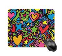 Doodles and Lines Mouse Pad, Thick Rubber Non-Slip Mousepad, Stitched Edges Waterproof Square Mouse Mat with Cute Pattern for Gaming Work Computer Office 11.8"x9.8"