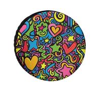 Doodles and Lines Weatherproof Spare Tire Cover, Tire Diameters 24-36 Inch, Waterproof Universal Wheel Protectors for Trailers, Trucks