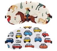 Doodles Cartoon Cute Various Cars 2-Pack Eye Patch and Eye Masks Set, Light-Blocking, Soft, Breathable Sleep Mask Kit
