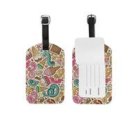 Doodles Ice Cream Travel Luggage Tags Suitcase Baggage Tag Leather 1 Piece