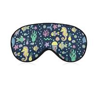 Doodles Underwater Sea Horse Dolphin Sleeping Eye Mask Eye Shade with Adjustable Strap Blindfold for Airplane Travel
