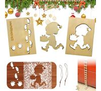 Doodlewitz Christmas Gnome Footprint Template - Christmas Elf Door, Stencil Footprints, Miniature Wooden Decorations Indoor, Elf Window Stencils, for Holiday Decoration, Windows, Floors