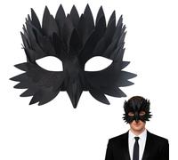 Doodlewitz Gothic Raven Mask - Premium PU Feather Half Face Mask for Halloween, Masquerades, and Fancy Dress - Unisex, Adult Size