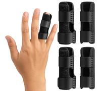 Doodlewitz Trigger Finger Splint - 4PCS Enhanced Finger Brace with 2 Aluminum Support Bars for Broken Fingers, Arthritis, Straightener & Immobilization (Suitable for Middle, Ring & Little Finger)