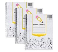 DoodleWrite College Ruled Wirebound Spiral Notebook, 3 Pack, Includes Doodle Prompts to Keep Focus, Spark Creativity/Imagination, Relieve Stress, 11" x 8.5", 60 Sheets/120 Pages