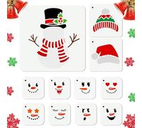 DOODLREAM 11 Pcs Christmas Snowman Wall Stencils Template Snowman Face Reusable Plastic Stencil for Painting on Wood Wall Window Glass Fabric Furniture, DIY Home Decor or Craft Stencil