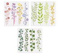 DOODLREAM 12 Pattern Leaf Vine Flower Wall Stencil Templates 30 x 30cm Reusable Plastic Leaves Floral Stencils for Painting on Wood Wall Floor Fabric Glass Furniture, Vine DIY Home Decor Stencil