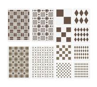 DOODLREAM 12Pcs Check Diamond Harlequin Geometric Pattern Craft Stencil Templates Plastic Reusable Checkerboard Stencils for Painting on Wall Floor Wood Fabric Furniture Glass