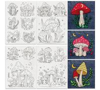 DOODLREAM 15Pcs Mushroom and Plant Embroidery Pattern Stabilizers, 8.3”x11.7” Mushroom Water Soluble Stick and Stitch Embroidery Stickers, 4 Sheets Hand Sewing DIY Plant Embroidery Transfer Paper