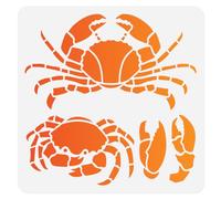 Doodlream 1pc Crab Ocean Animal Wall Stencil for Painting, 30 x 30cm Crab Claws Reusable Stencils for Wood Burning, Sea Animal Paint DIY Craft Art Stencil on Wood Fabric Canvas Furniture Journal
