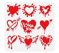Doodlream 1Pc Graffiti Heart Stencil for Painting 30 x 30 cm Reusable Heart Dripping Art Stencil, DIY Drawing Templates for Wall Home Decor Wood Burning Canvas Canvas Fabric