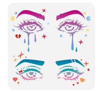 Doodlream 1pc Weeping Eyes Journal Stencil for Painting, 30 x 30cm Eyebrow and Eyes Reusable Stencils for Wood Burning, Paint Templates DIY Craft Art Stencil on Wall Wood Fabric Canvas Furniture