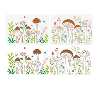 DOODLREAM 2 Pack Mushroom Border Stencils for Painting A4 Size Reusable Plastic Mushroom Craft Stencil for Painting on Wood Wall Floor Fabric, DIY Home Decor Furniture Stencil