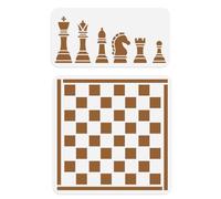 DOODLREAM 2 Pcs Chess Pieces Board Wall Stencils Template 30x30 cm Reusable Plastic Craft Stencil for Painting on Wood Wall Fabric Glass Furniture Journal Scrapbook, DIY Home Decor or Drawing Stencils