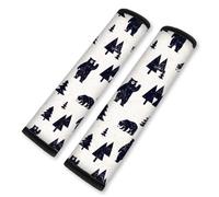 Doodlream 2 PCS Soft Auto Seat Belt Cover Pad Bear and Pine Trees Print Colorful Car Seatbelt Shoulder Cushion for Comfortable Driving, Compatible with All Cars' Seatbelt and Backpack Straps