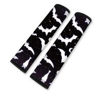 Doodlream 2 PCS Soft Auto Seat Belt Cover Pad White Bat Print Colorful Car Seatbelt Shoulder Cushion for Comfortable Driving, Compatible with All Cars' Seatbelt and Backpack Straps