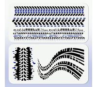DOODLREAM 2 Pcs Tire Tracks Mud Wall Stencil Template 30 x 15 cm Reusable Plastic Texture Stencils for Painting on Wood Wall Floor Fabric Glass Furniture, DIY Home Decor or Craft Stencil