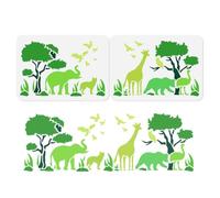 DOODLREAM 2 Pieces Animals and Trees Craft Art Stencils, 29.7 x 21cm Jungle Animals Plastic Reusable Stencils for Wood Burning, Paint Templates for Painting on Wall, Wood, Fabric Canvas, Furniture