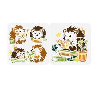 Doodlream 2 Sheet Hedgehog Reading Book Wall Stencils for Painting, 30 x 30cm Hedgehog Reusable Stencil for Wood Burning, Paint Templates DIY Craft Art Stencils on Fabric Canvas Furniture Journal