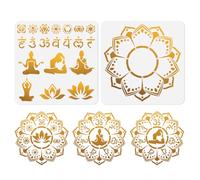 DOODLREAM 21 Styles Chakras Yoga Stencils for Painting, 30×30cm Reusable Free Combined Stencil Drawing Templates, Mandala Flower DIY Craft Paint Templates for Wall Home Decor Canvas Journal Card